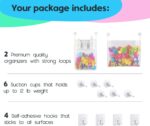 2 x Mesh Bath Toy Organizer + 8 Ultra Strong Hooks - Image 2