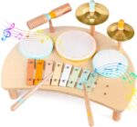 Kids Drum Set, Montessori Toys Wooden Musical Instruments for Baby Toddlers - Image 4