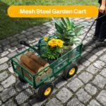 VIVOHOME Heavy Duty 880 Lbs 4.5 Cu Ft Mesh Steel Garden Cart Utility Wagon - Image 5