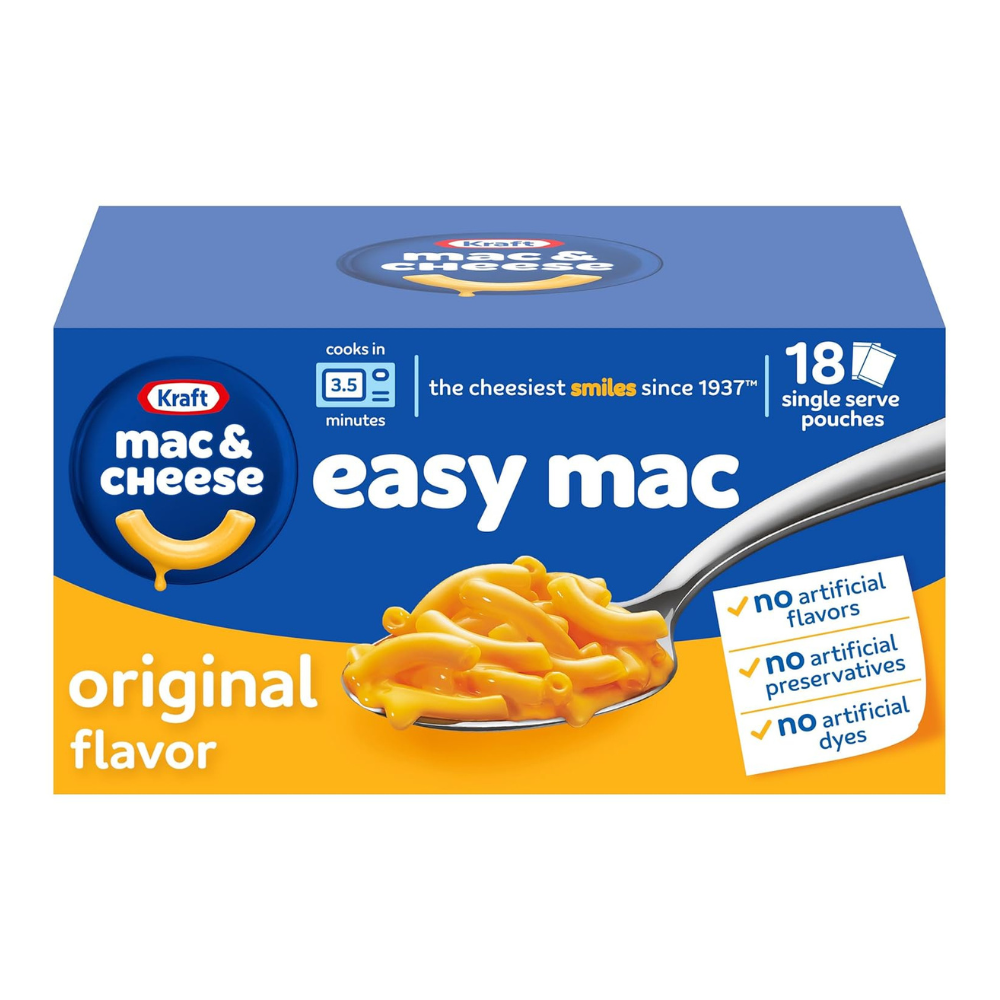 Untitled design - 2026-07-25T052616.083 Kraft Easy Mac and Cheese, 18 Packets - Image 1